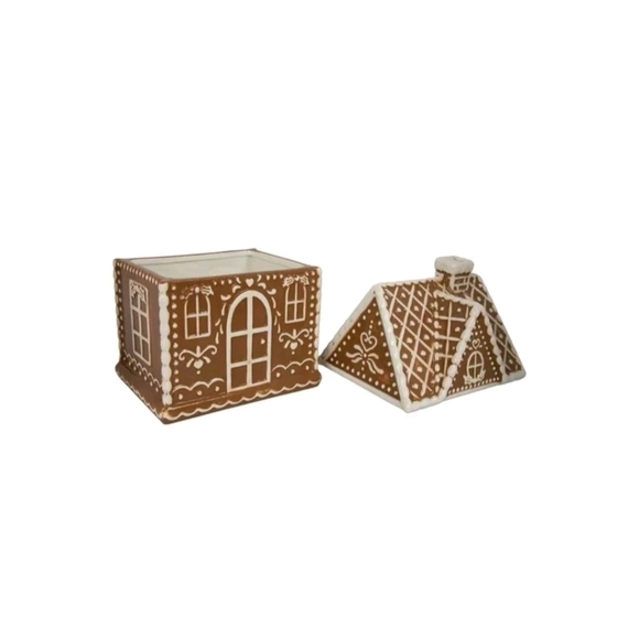 Gingerbread House Cookie Jar - Brown and White Viral Htf - Picture 3 of 3